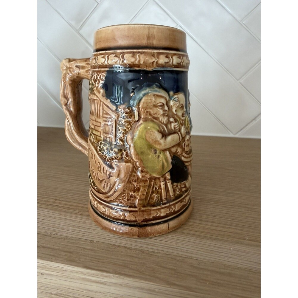 German Beer Stein Trimont Ware Vintage Hand Painted Mug Made in Japan 1960s